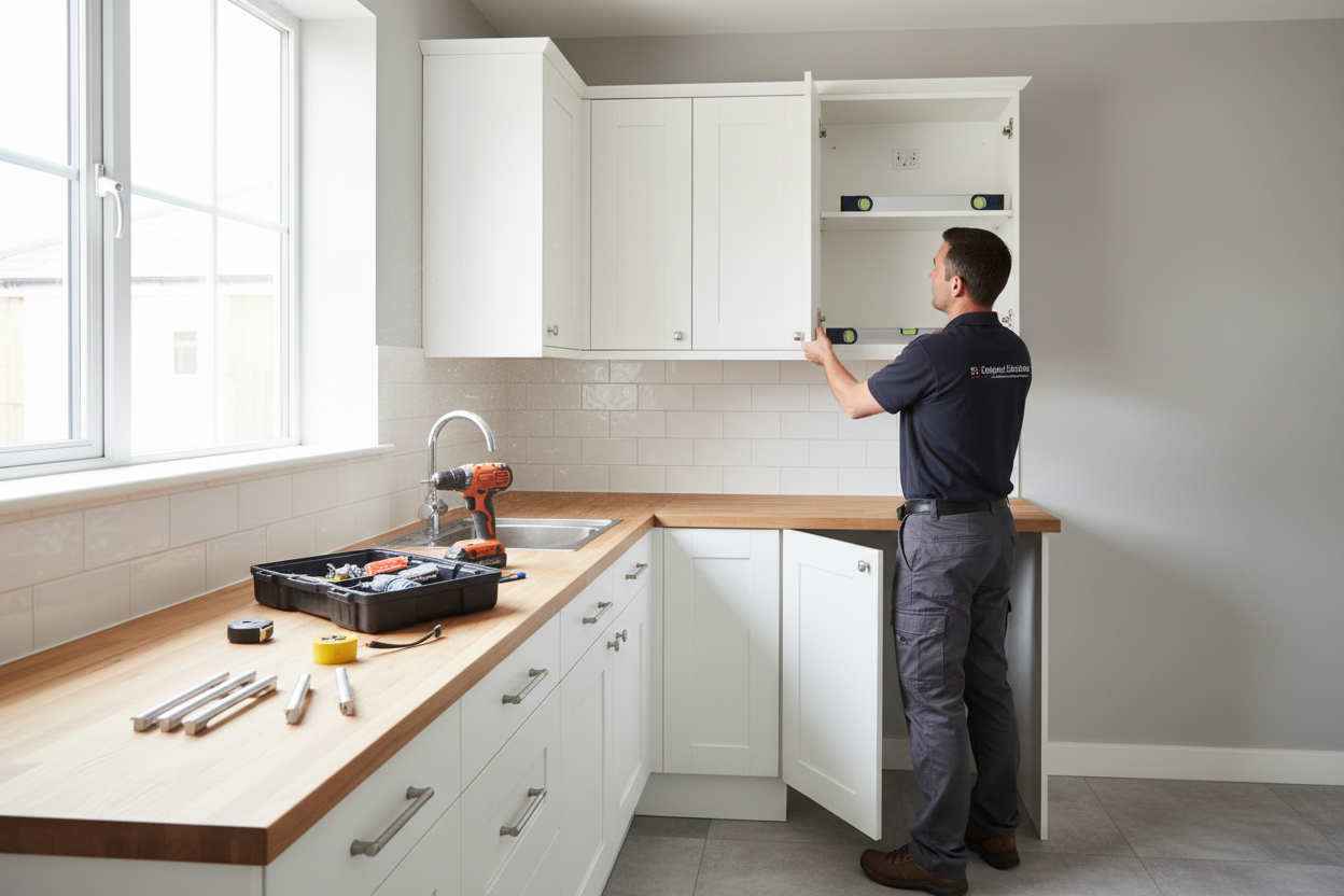 installing kitchen cabinets